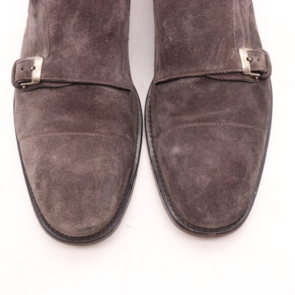 John Varvatos Men\'s Size UK 10 Gray Suede Double Monk Strap Hand made Italy main image 7